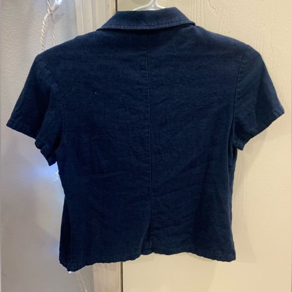 Navy Blue Button Up Top - Picture 2 of 2